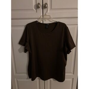 East 5th Woman Brown Short Sleeve Scoop Neck T Shirt Plus Size 3X